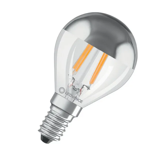 Ampoule LED sphérique E14 calotte argenté 4W Equivalence Halo 31W 2700K Non dimmable