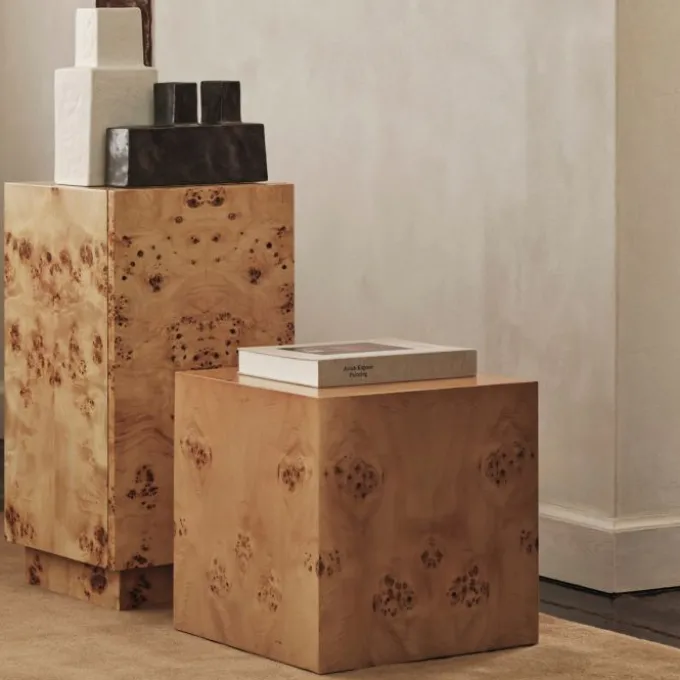 Burl Cube Side Table