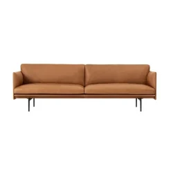 Canapé Outline 3 places - Cuir cognac / Pieds noir (Outlet)
