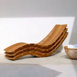 Chaise longue empilable Swing en teck