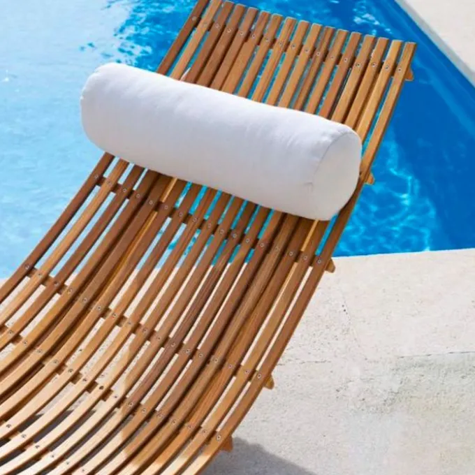 Chaise longue empilable Swing en teck