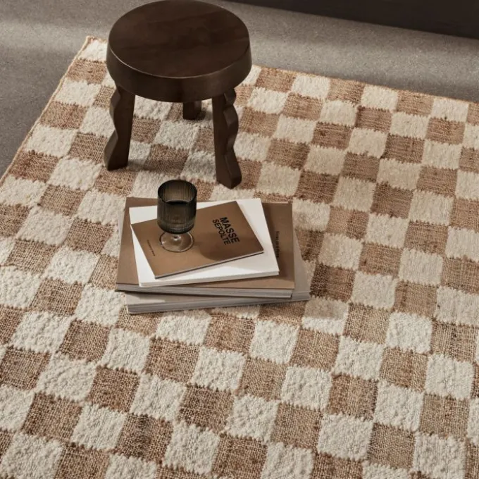 Check wool jute rugs