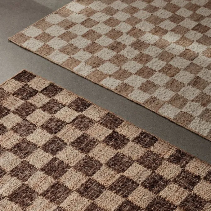 Check wool jute rugs