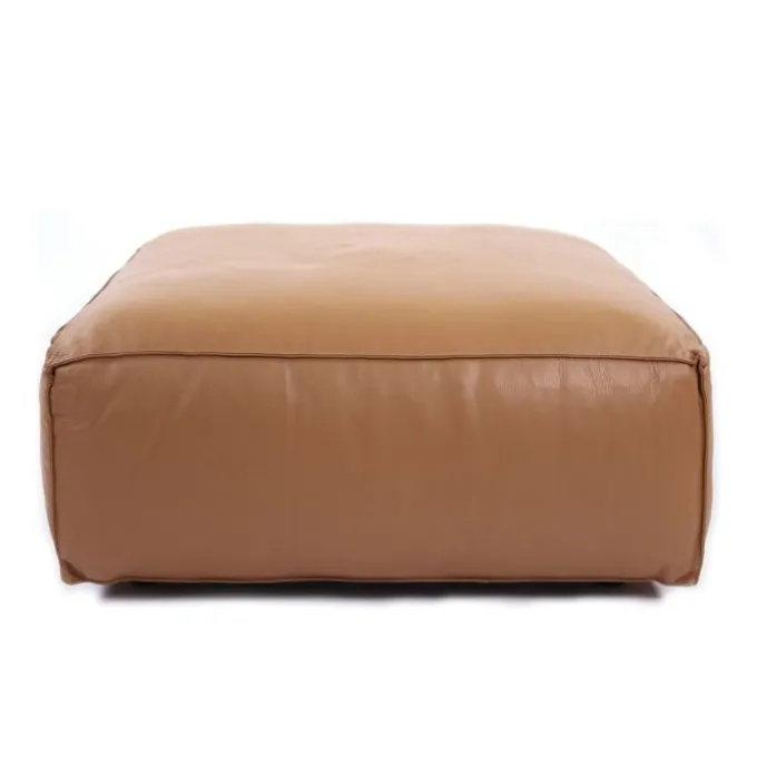 Cube pouf - Cuir Camel (Outlet)