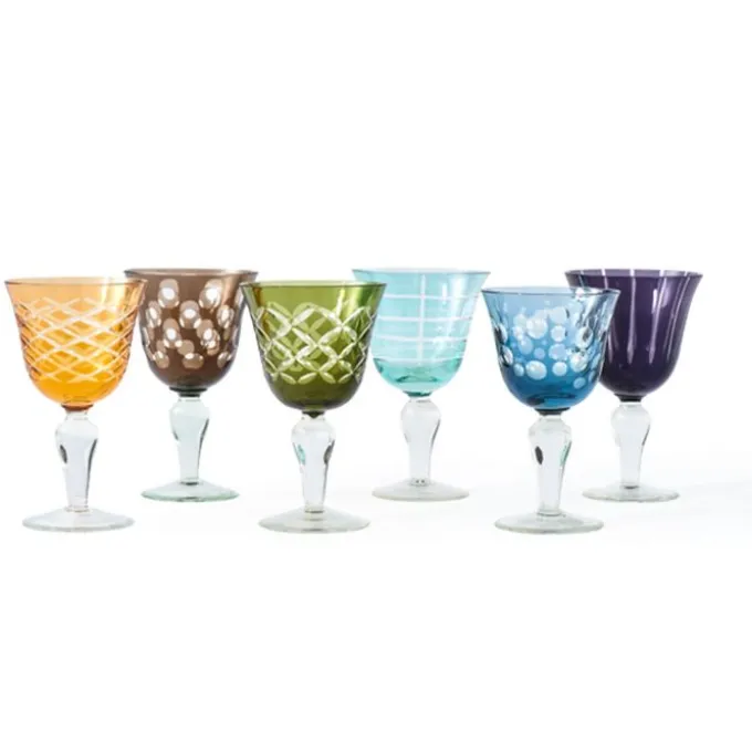 Cuttings verre à vin multicolores (lot de 6)