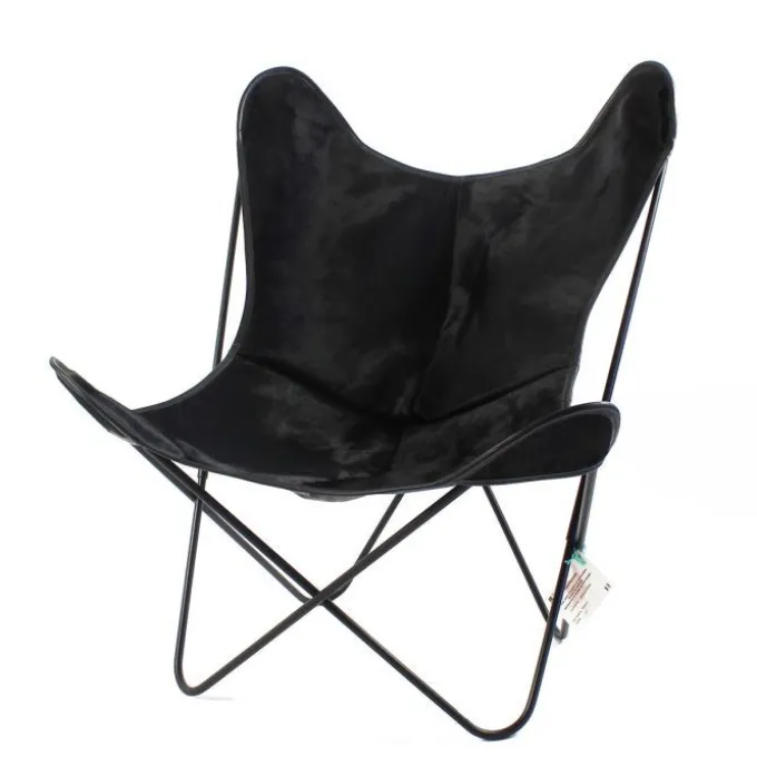 Fauteuil Butterfly AA - peau de vache noire