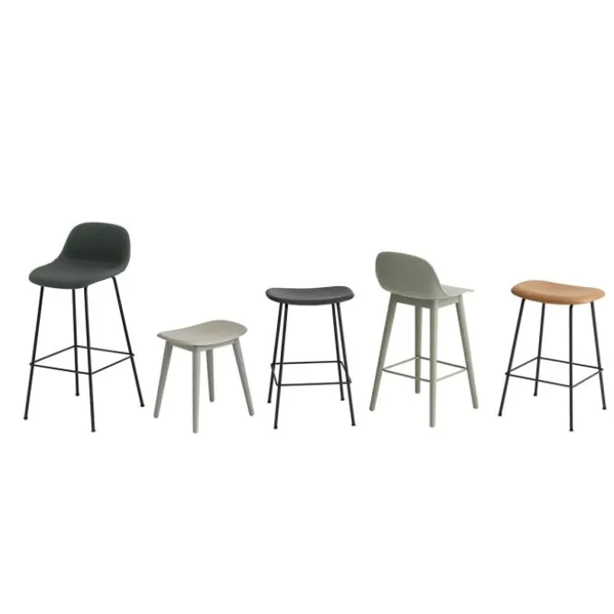 Fiber tabouret - piètement bois