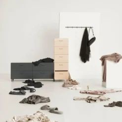 One low and one tall Relief drawer with legs