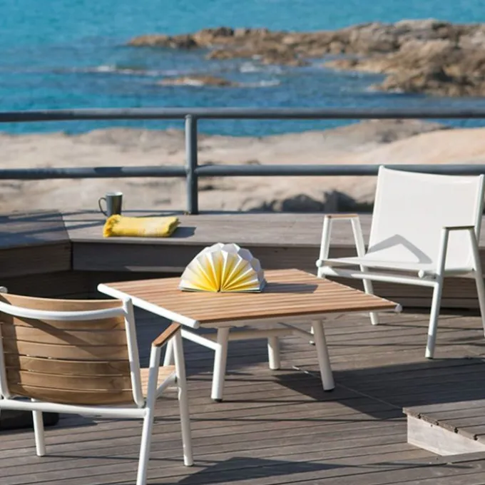 Pilotis fauteuil teck bois