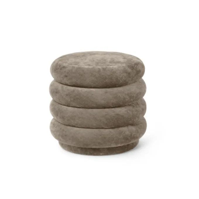 Pouf rond velours délavé