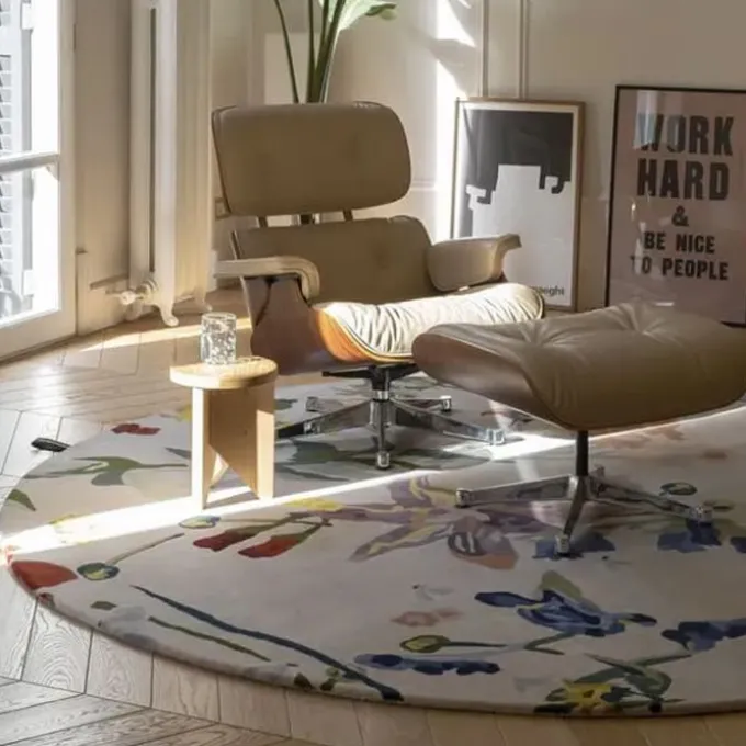 Tapis Rond Promenade Flora
