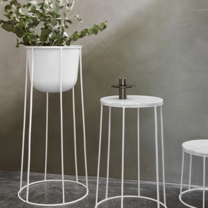 Wire pot blanc